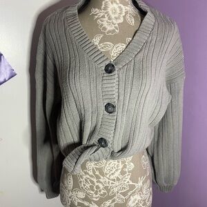 Gray Button-Up Women's Sweater